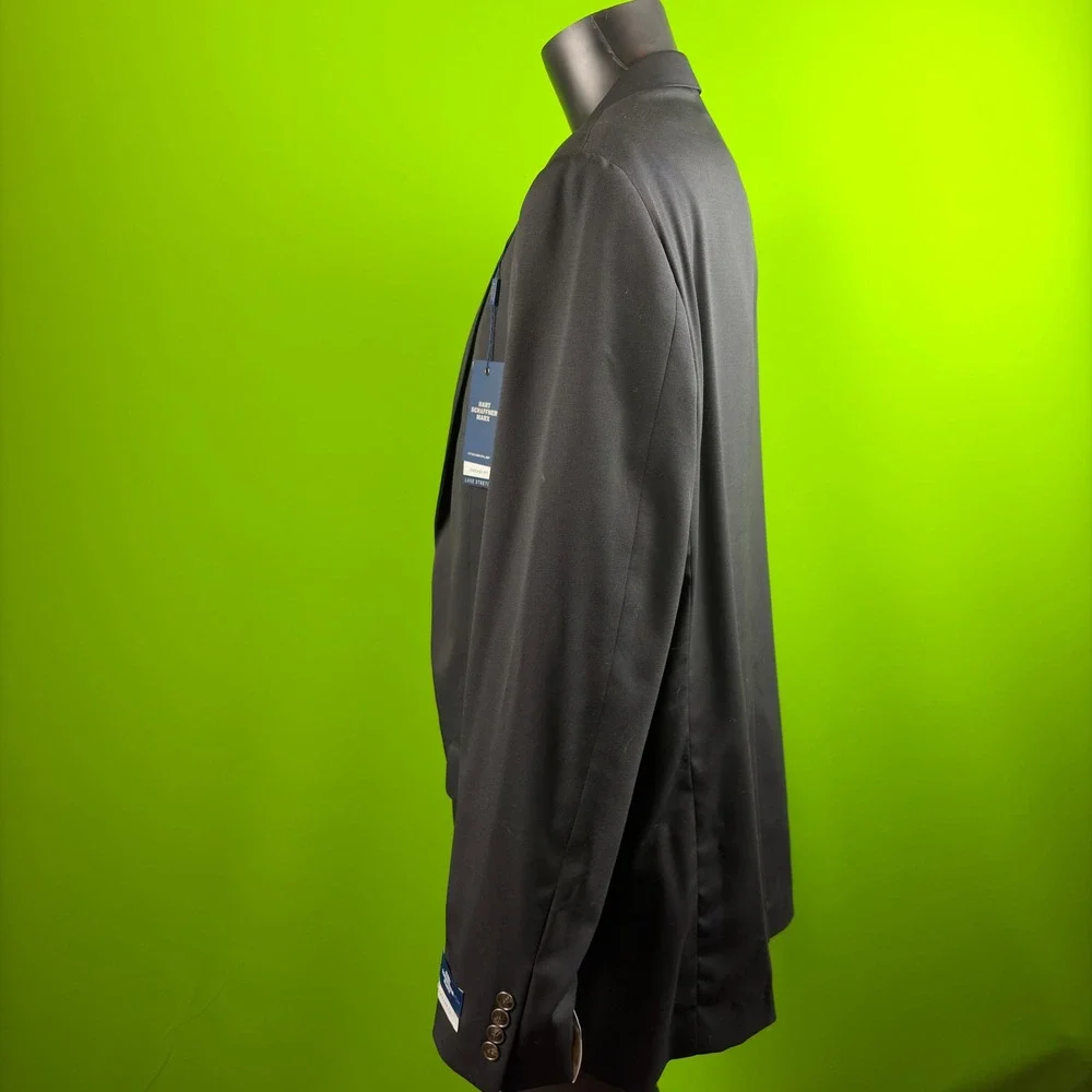 Hart Schaffner Marx Chicago Luxe Stretch Blazer Mens 50L Black Wool NWT